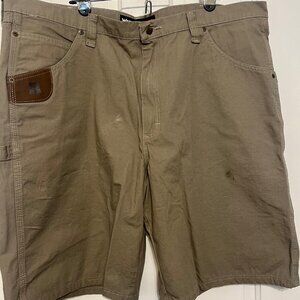 Wrangler Riggs Mens Size 42 Workwear Shorts Cargo Brown Rip Stop Material Cotton